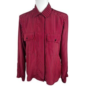 Notations Modern Blouse Stripes Long Sleeve Casual Pockets Button Up Silky Sz S